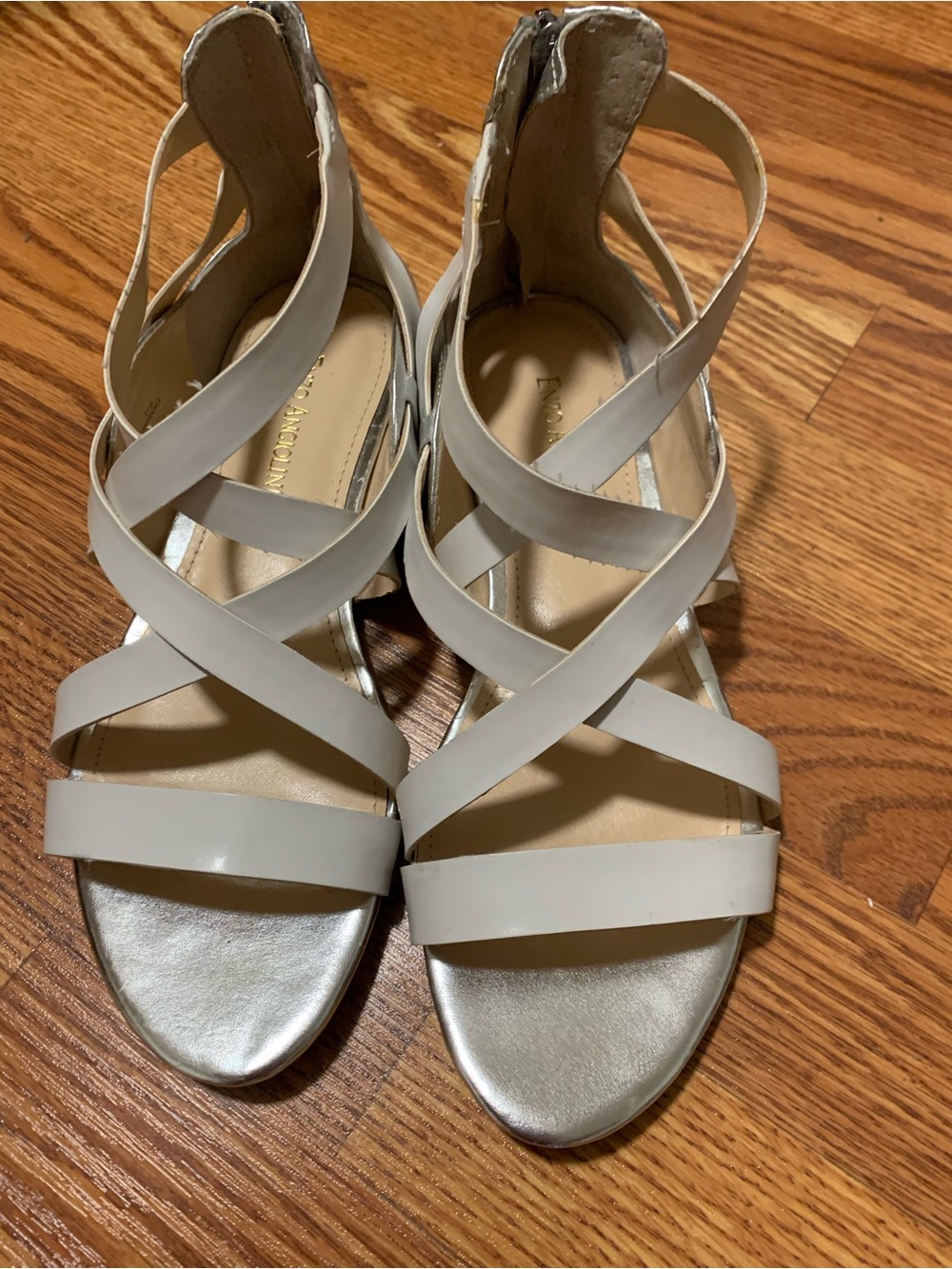 Enzo Anglioni Strappy Sandals in Silver and white Women's